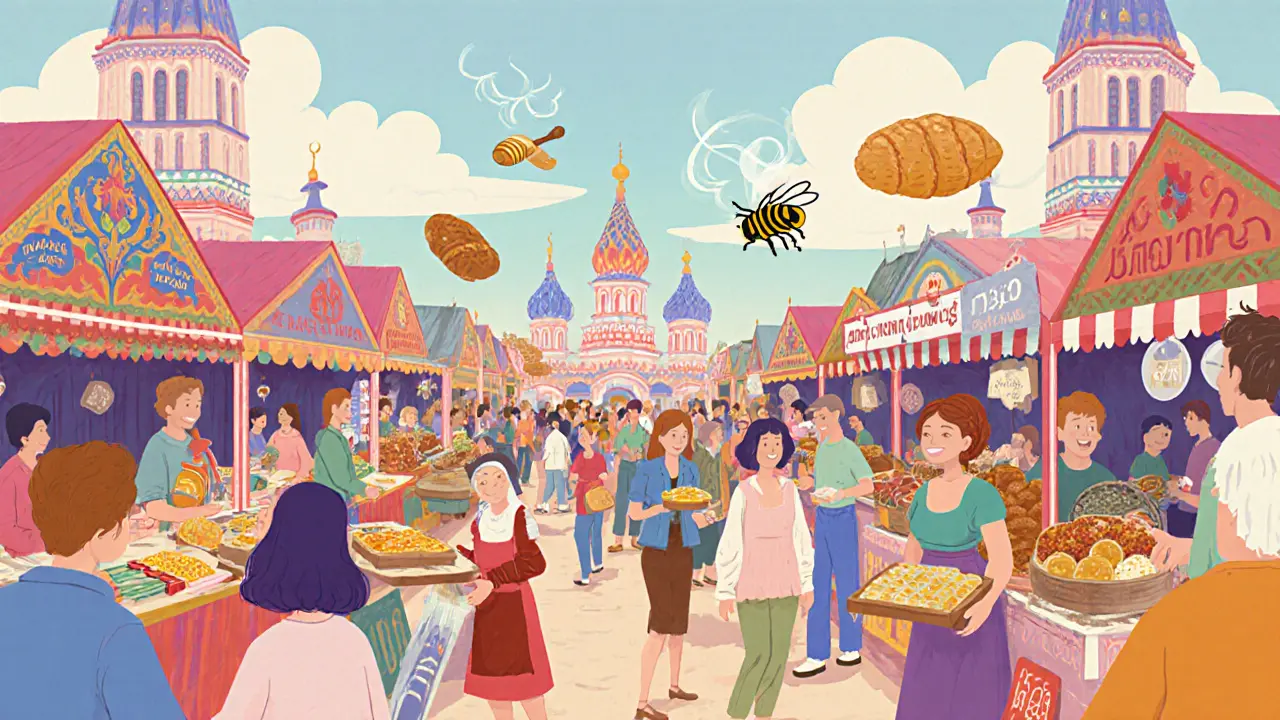 На ВДНХ разнообразные гастрономические лавки с едой из разных регионов России.