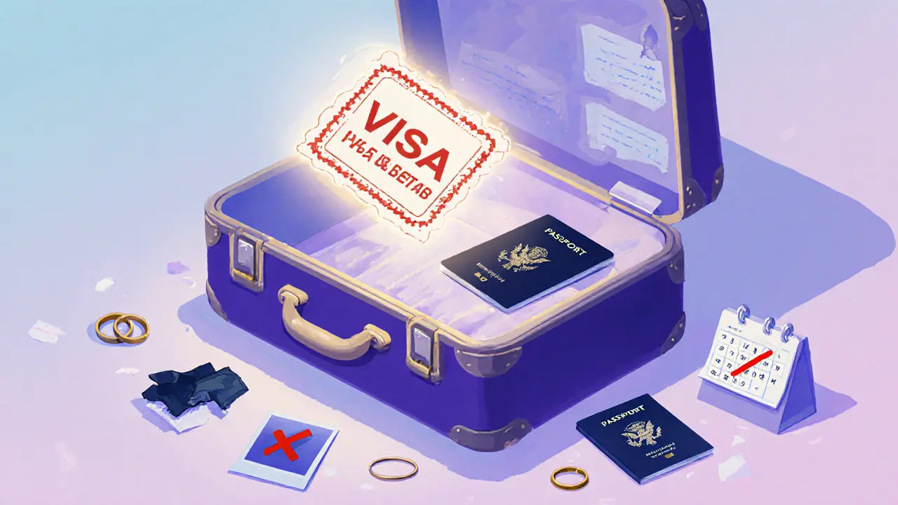 Светящаяся виза парит над чемоданом, символизируя ценность сохраненного документа.