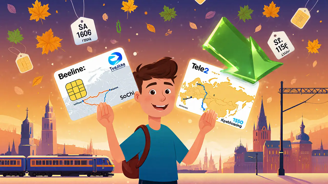 Путешественник с двумя сим-картами, Россия в фоне, цены падают вниз.