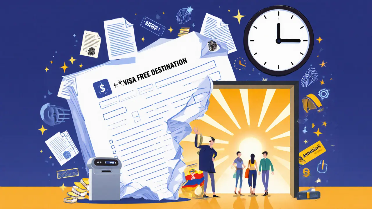 Разрушающаяся визовая форма, а путешественники убегают к странам без виз, где светит солнце.