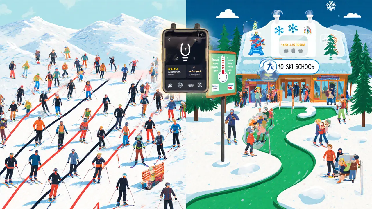 Сравнение шумной трассы и спокойной детской зоны с приложением для бронирования.