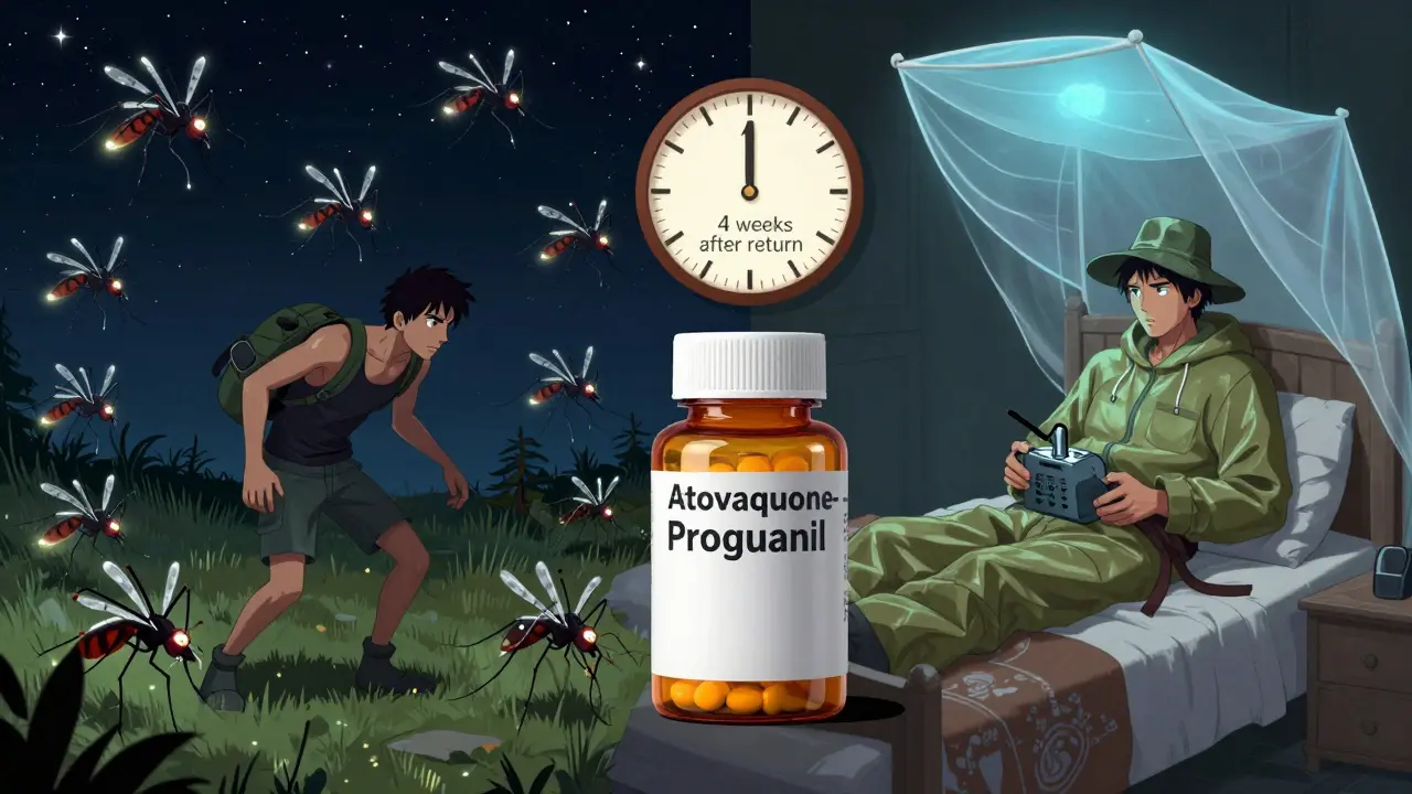 Два сценария: один с укусами, другой — с защитой и таблетками против малярии.