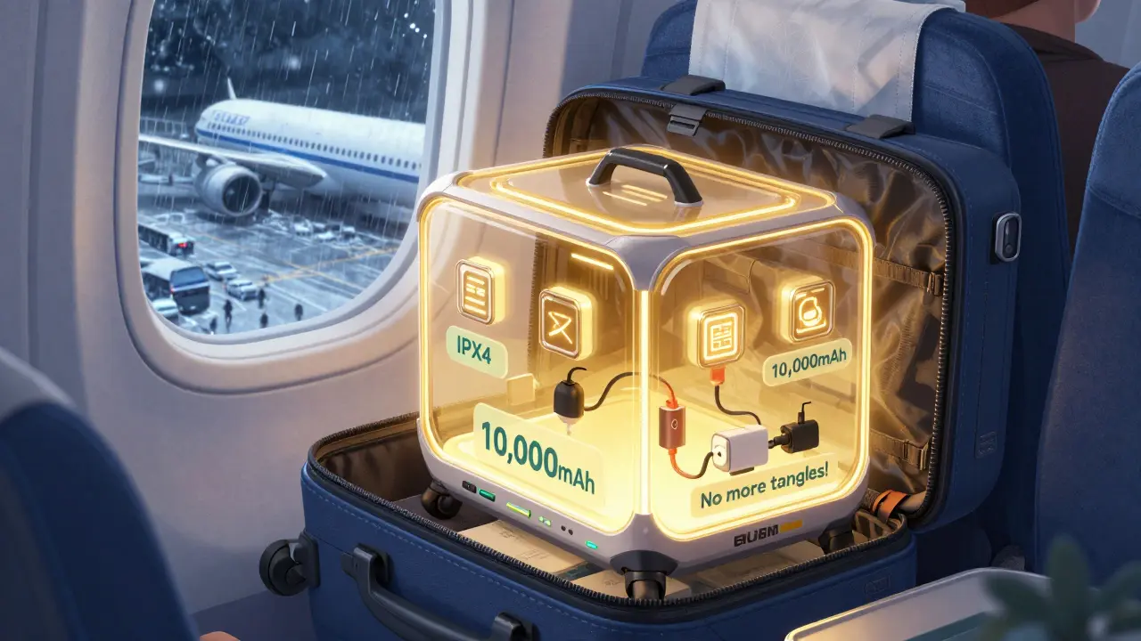 Умный органайзер с терморегуляцией внутри ручной клади, в то время как за бортом самолета — ледяной трюм.