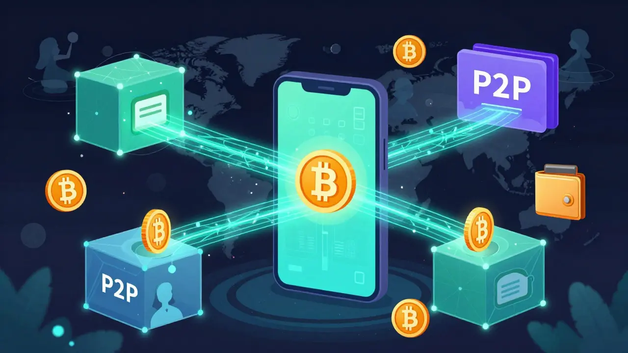 Криптовалютный перевод с блокчейном и цифровым кошельком на телефоне