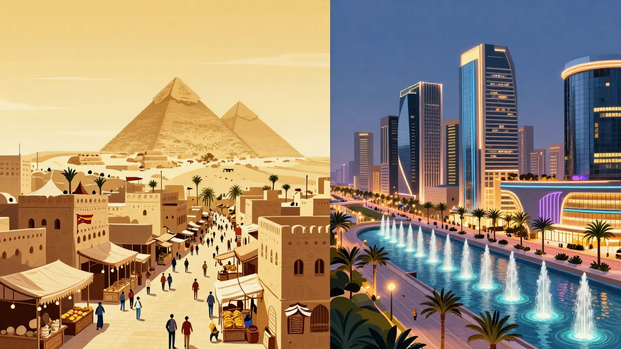 Сравнение традиционного рынка Хургады и современного развлекательного центра SOHO Square