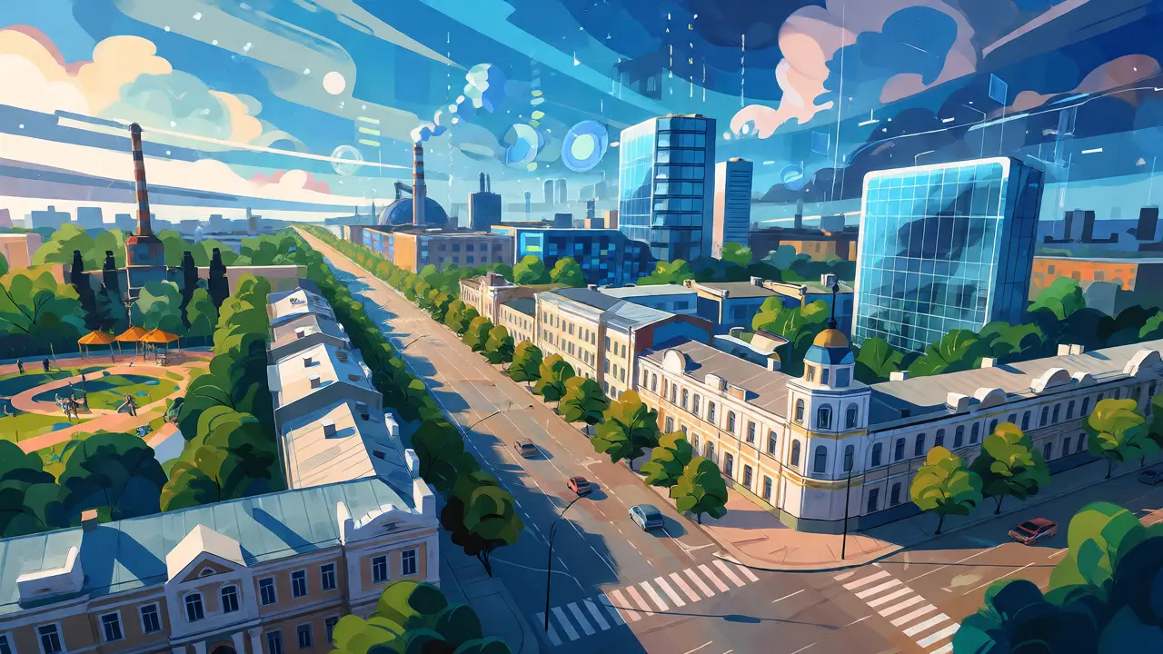 Городской пейзаж Пензы с сочетанием истории и технологий